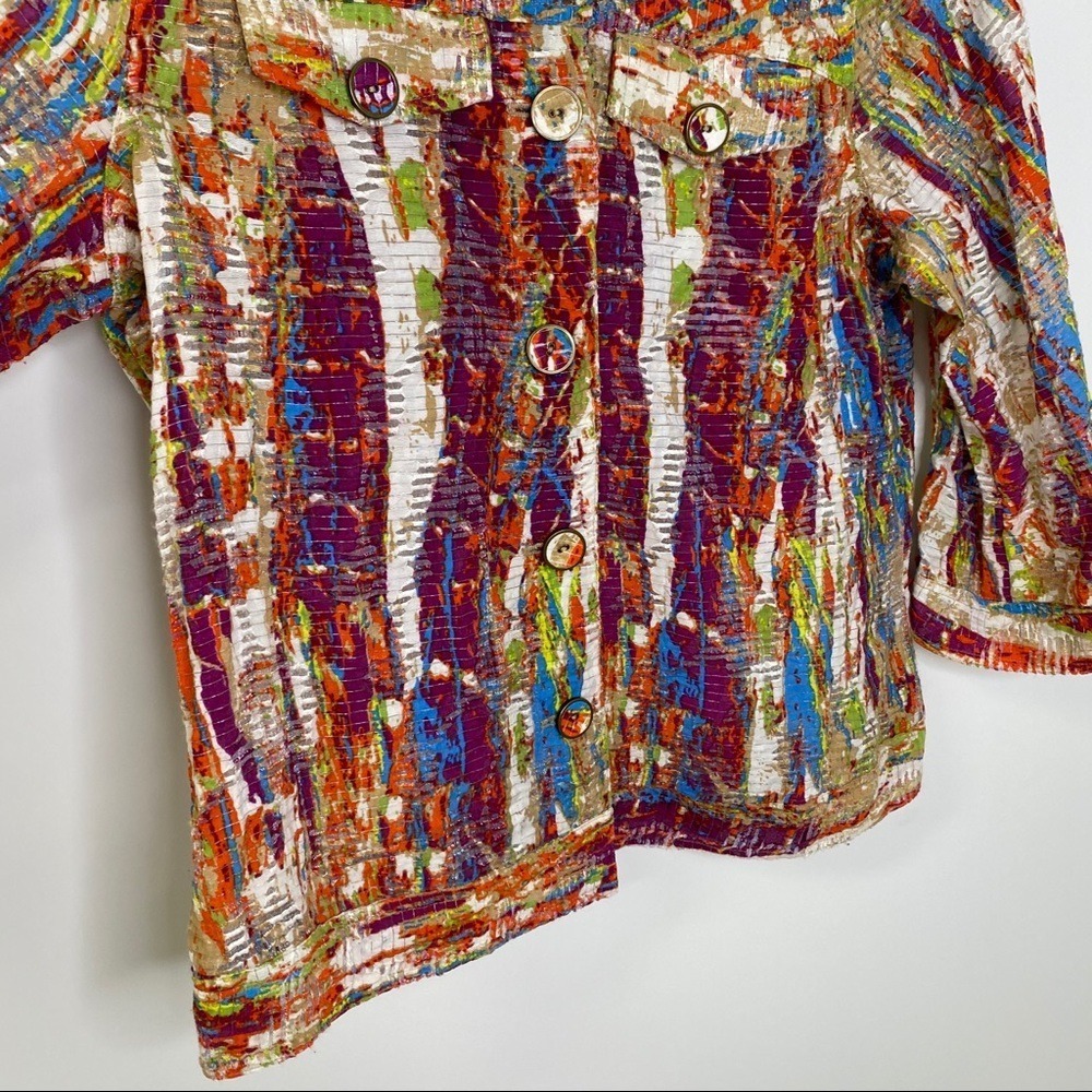 A la carte Womens Multicolor Abstract Art to Wear Button Up Jacket Size M - Picture 6 of 14